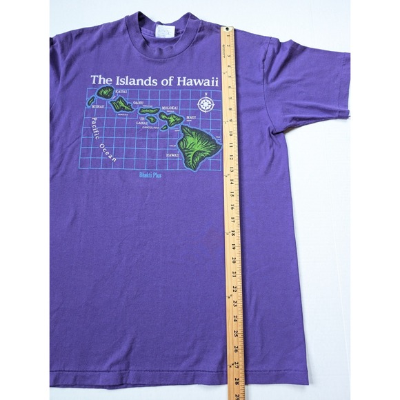Vintage The Islands of Hawaii Shirt Mens Large Purple 90s Hanes - Picture 5 of 6